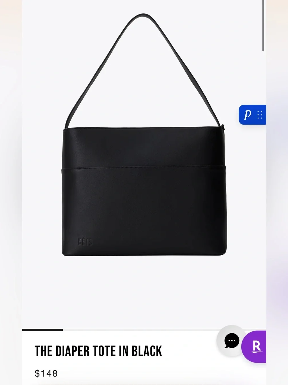 BEIS Diaper Tote Shoulder Bag in Black